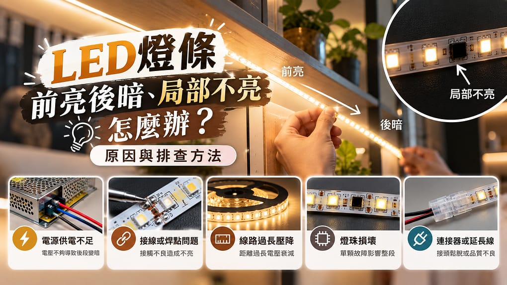 LED燈條前亮後暗、局部不亮怎麼辦？原因與排查方法