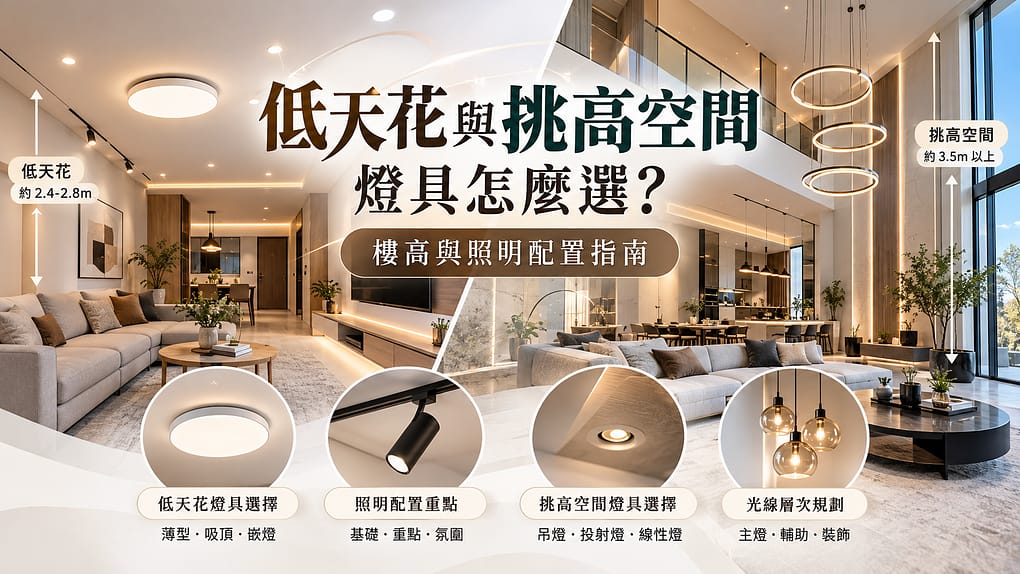 低天花與挑高空間燈具怎麼選？樓高與照明配置指南