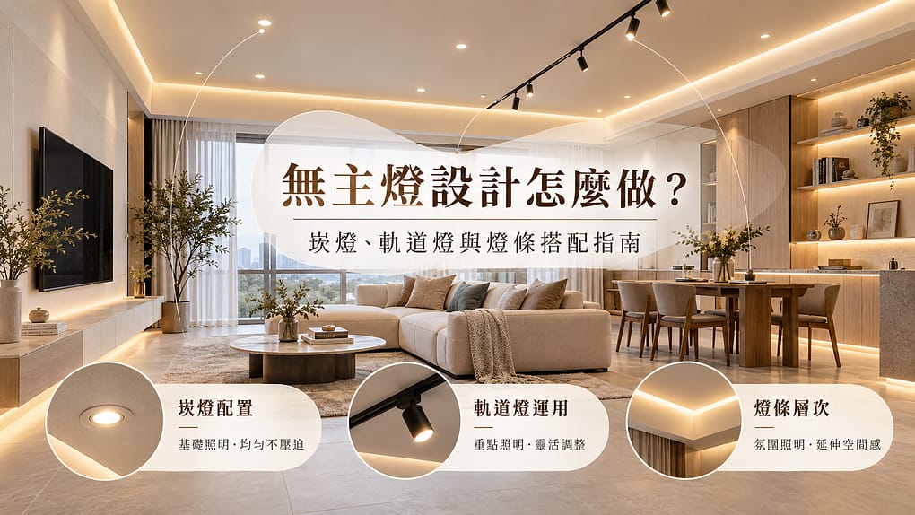 無主燈設計怎麼做？崁燈、軌道燈與燈條搭配指南