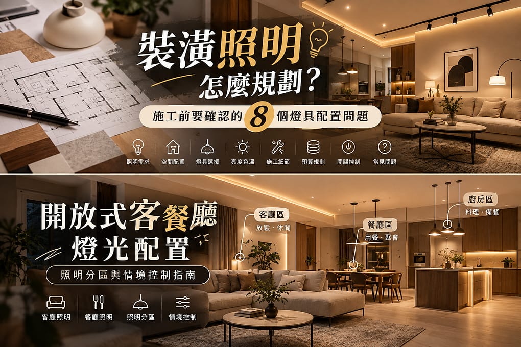 開放式客餐廳燈光配置：照明分區與情境控制指南
