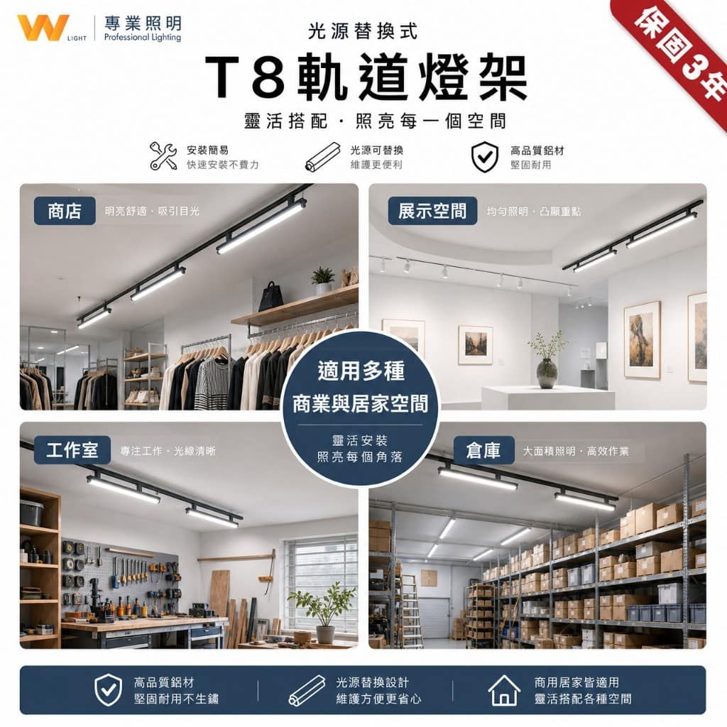T8萬向軌道燈座|Wlighting 慶達照明