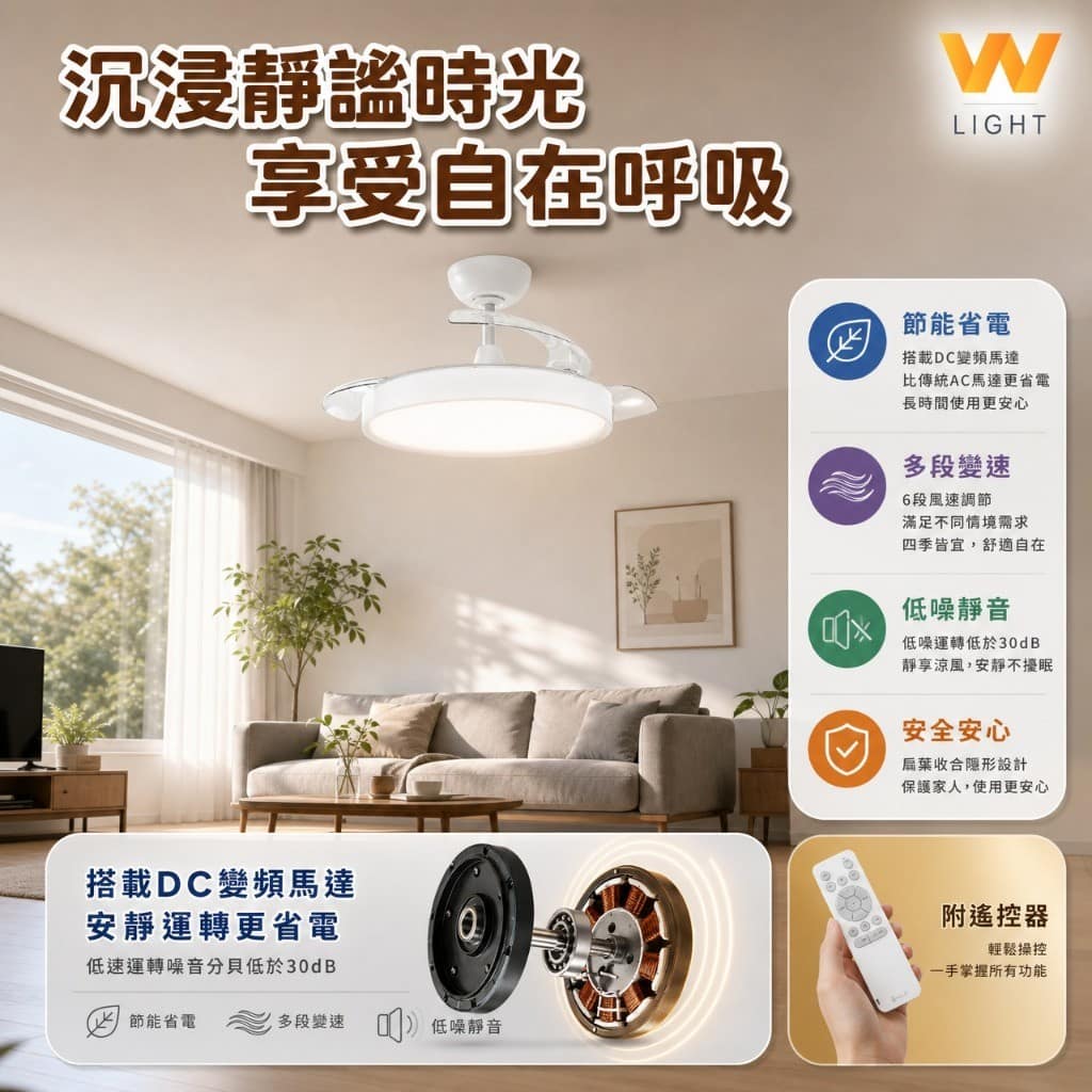 日風隱形吊扇燈|Wlighting 慶達照明