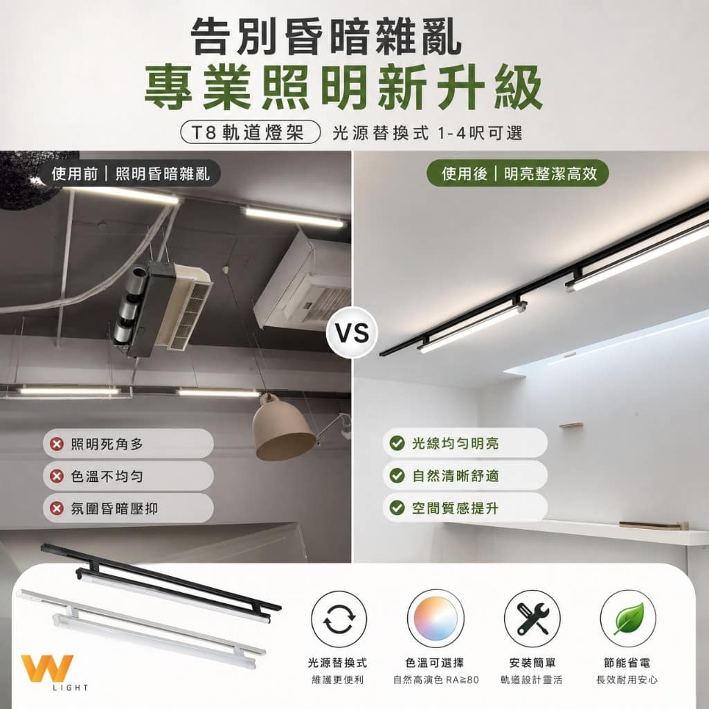 T8萬向軌道燈座|Wlighting 慶達照明