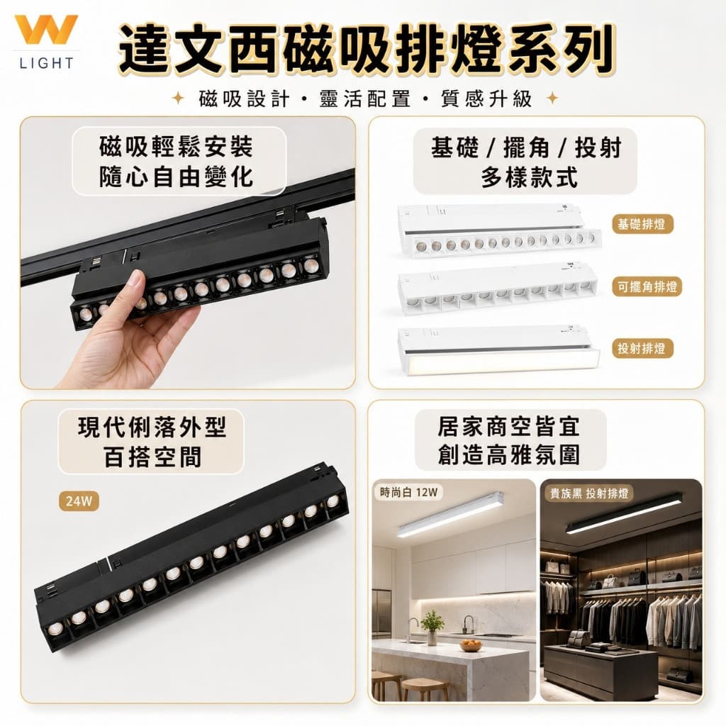 達文西磁吸排燈|Wlighting 慶達照明