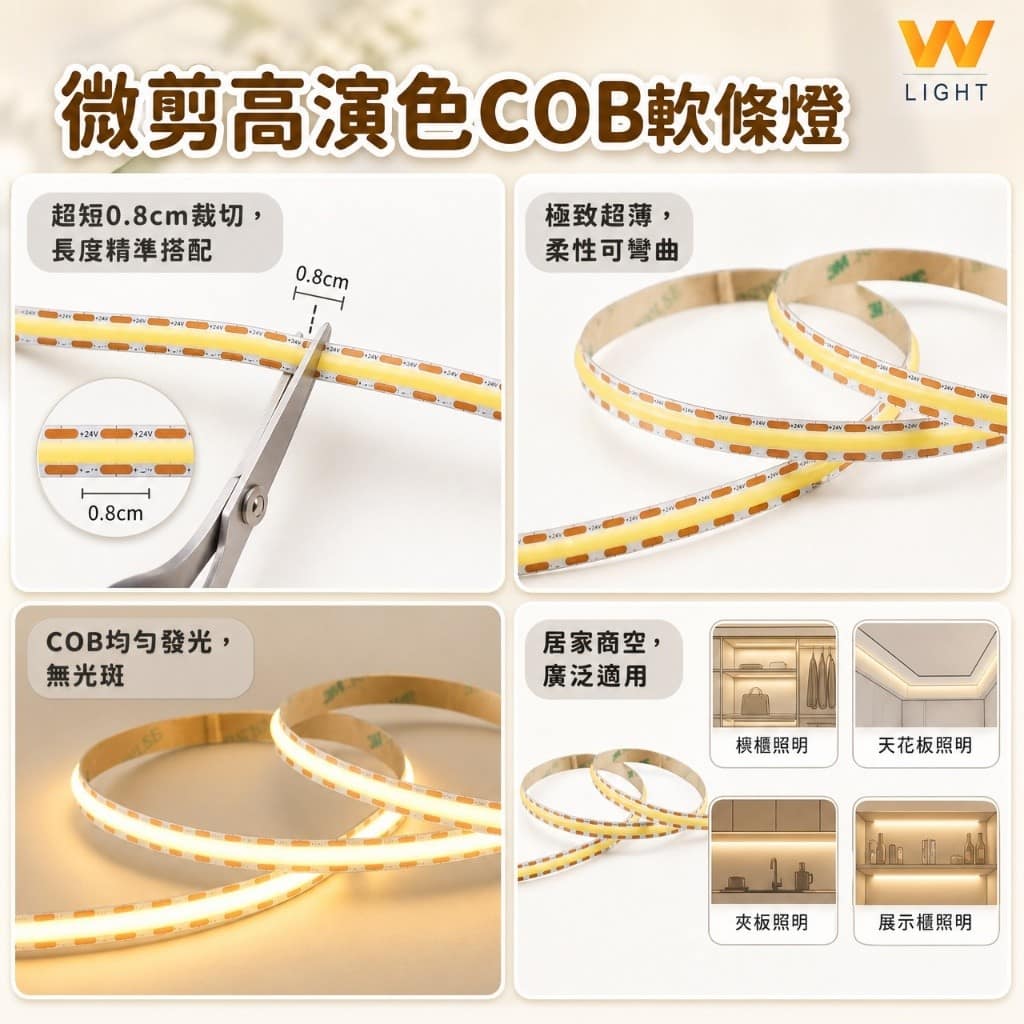 微剪高演色COB燈條|Wlighting 慶達照明