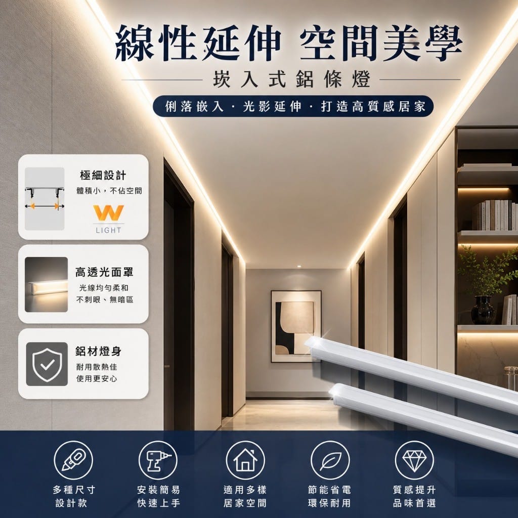 崁入式鋁條燈|Wlighting 慶達照明