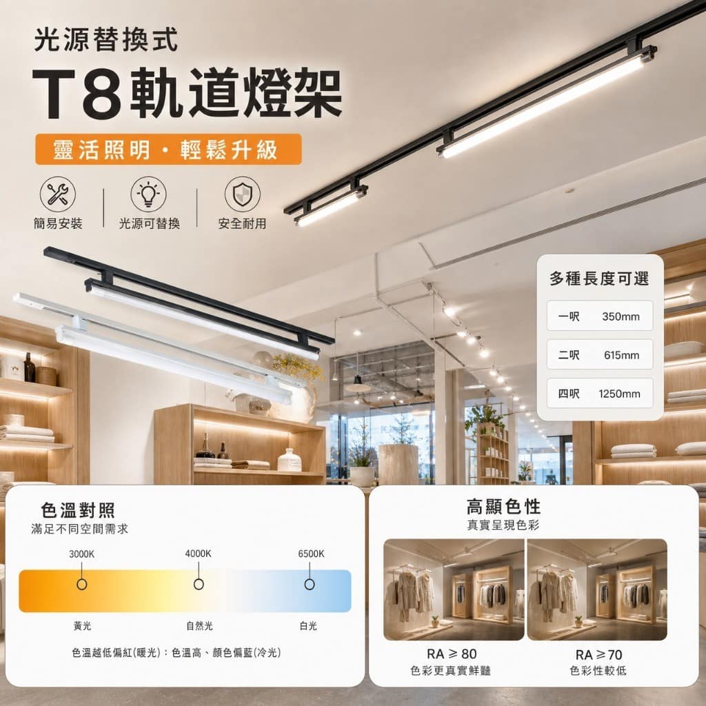 T8萬向軌道燈座|Wlighting 慶達照明