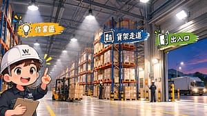 倉庫燈具配置指南：貨架走道、作業區與出入口照明