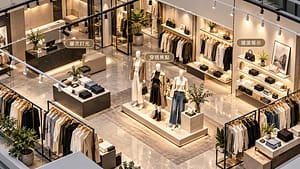 服飾店軌道燈配置：模特兒、衣架與商品牆打光指南